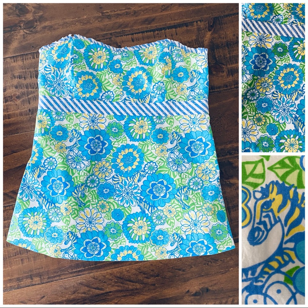 Lilly Pulitzer Strapless Top Hidden Zebra Floral 2 - Picture 12 of 12